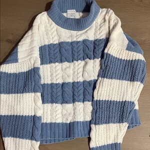 Abercrombie Kids Blue and White Cowl Neck Sweater